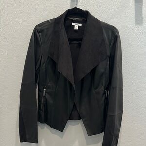 Elegant Faux Learher Black Women's Jacket